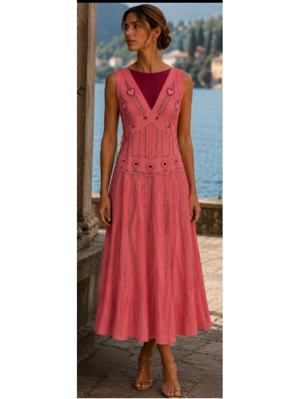 NWT Valentino Pink Loveblade Embellished Midi Dress Size 8 $9900 Dress!